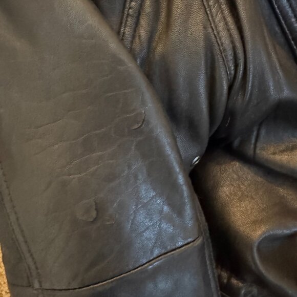 Men's Marc Black Leather Jacket with Removable Mink Lining - Size XL - Picture 2 of 6